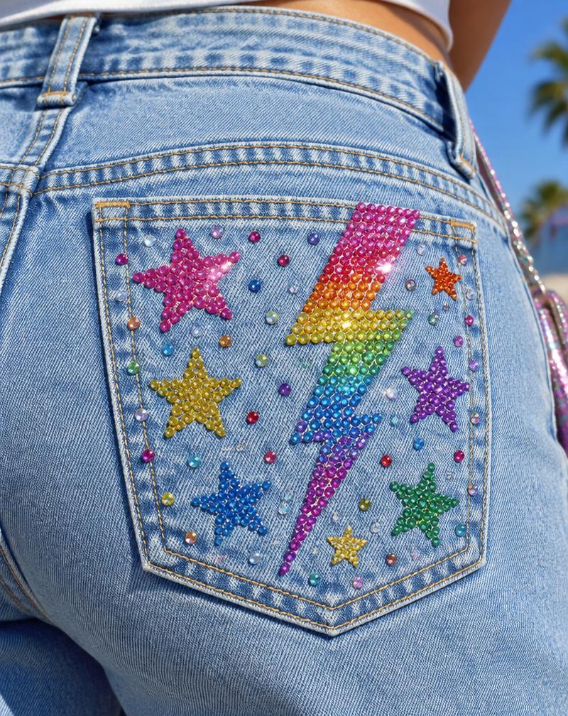 Jeans bedazzled met Zirevi steentjes